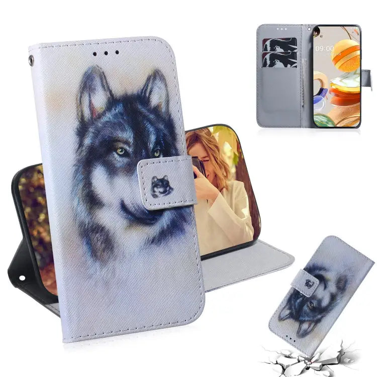 Coloured Drawing Horizontal Flip Leather Case with Holder & Card Slots & Wallet For LG K51S For LG K61 - For LG K61