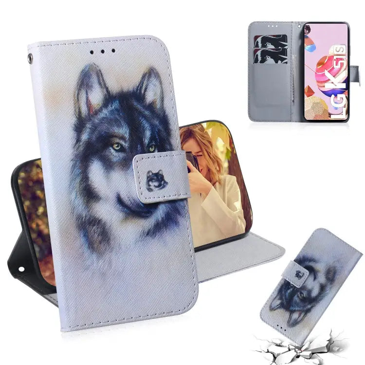 Coloured Drawing Horizontal Flip Leather Case with Holder & Card Slots & Wallet For LG K51S For LG K61 - For LG K51S
