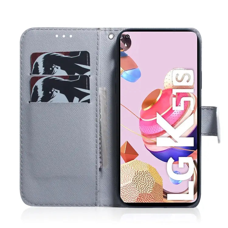 Coloured Drawing Horizontal Flip Leather Case with Holder & Card Slots & Wallet For LG K51S For LG K61 - Mobile