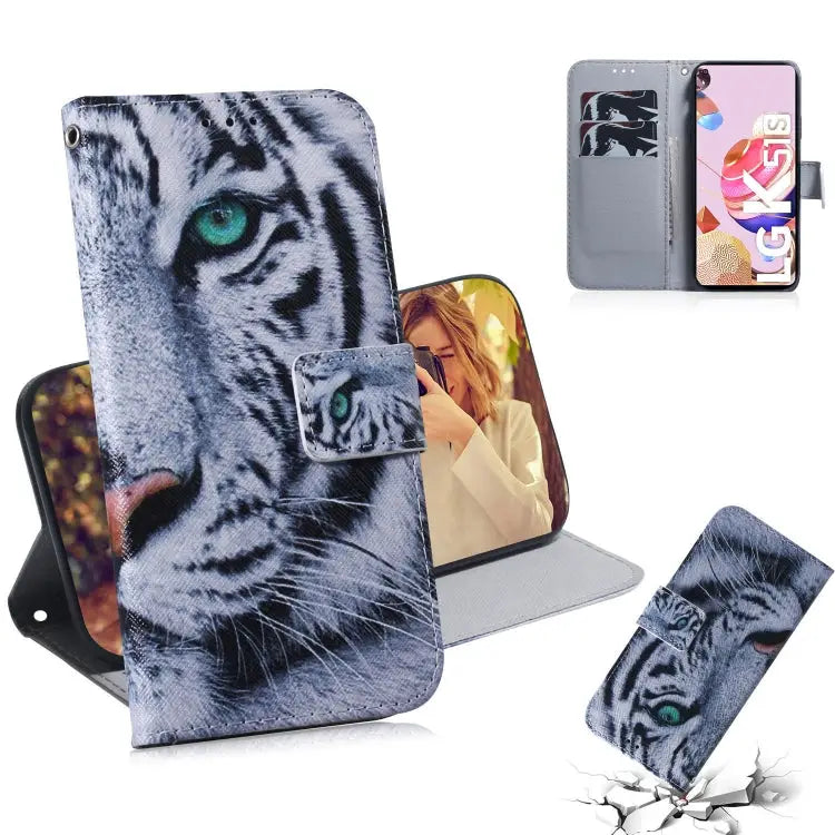 Coloured Drawing Horizontal Flip Leather Case with Holder & Card Slots & Wallet For LG K51S For LG K61 - For LG K51S