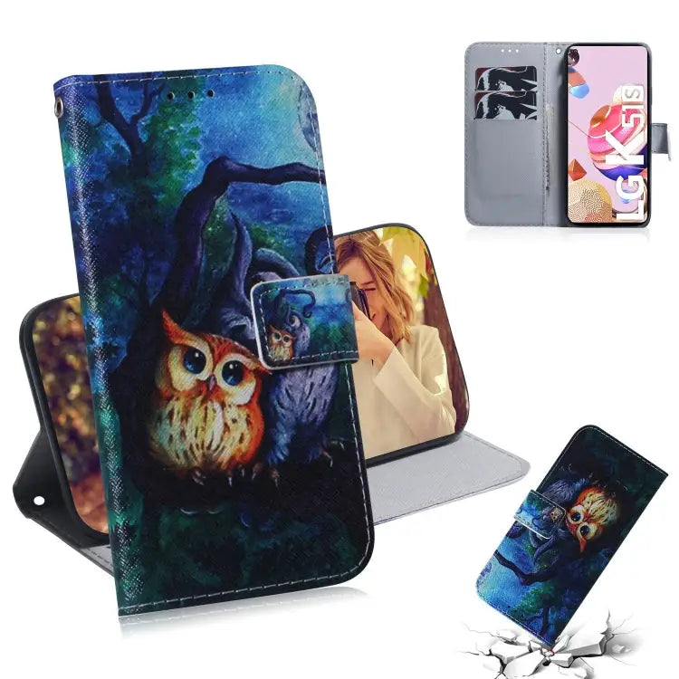 Coloured Drawing Horizontal Flip Leather Case with Holder & Card Slots & Wallet For LG K51S For LG K61 - For LG K51S