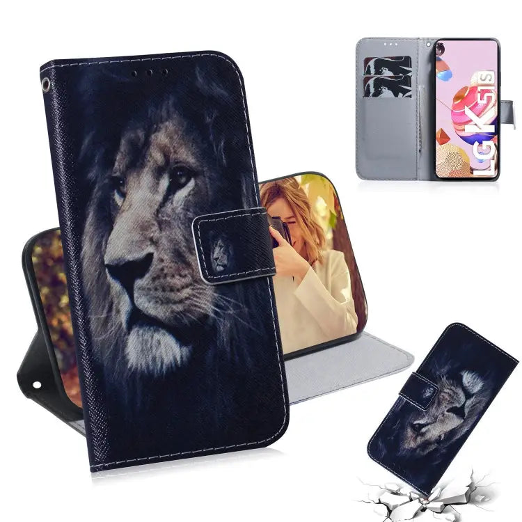 Coloured Drawing Horizontal Flip Leather Case with Holder & Card Slots & Wallet For LG K51S For LG K61 - For LG K51S