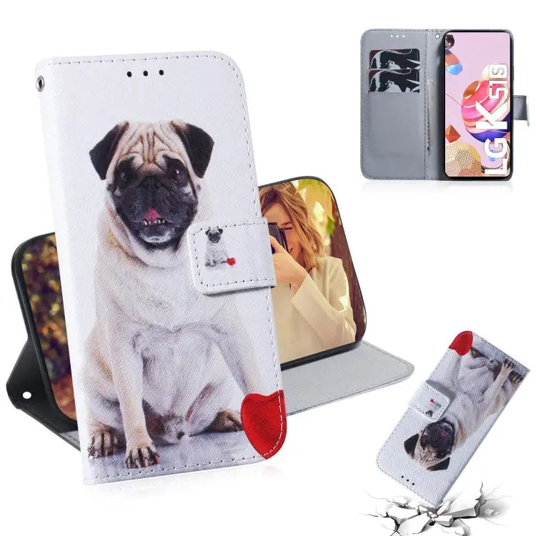 Coloured Drawing Horizontal Flip Leather Case with Holder & Card Slots & Wallet For LG K51S For LG K61 - For LG K51S