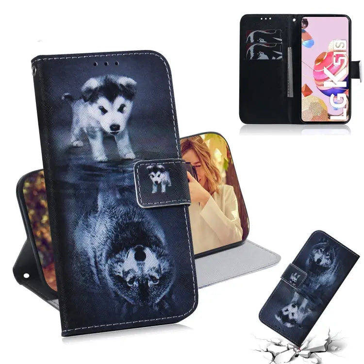 Coloured Drawing Horizontal Flip Leather Case with Holder & Card Slots & Wallet For LG K51S For LG K61 - For LG K51S