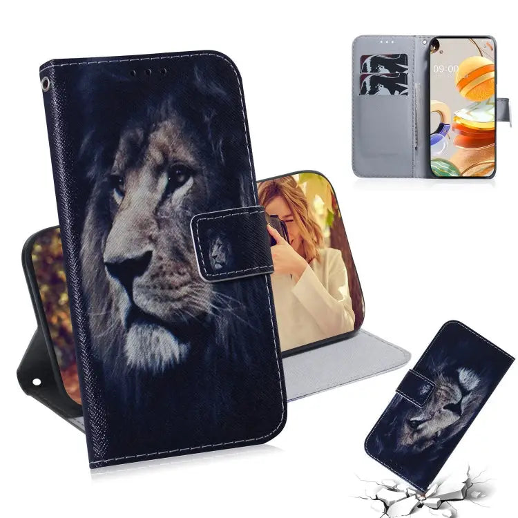 Coloured Drawing Horizontal Flip Leather Case with Holder & Card Slots & Wallet For LG K51S For LG K61 - For LG K61