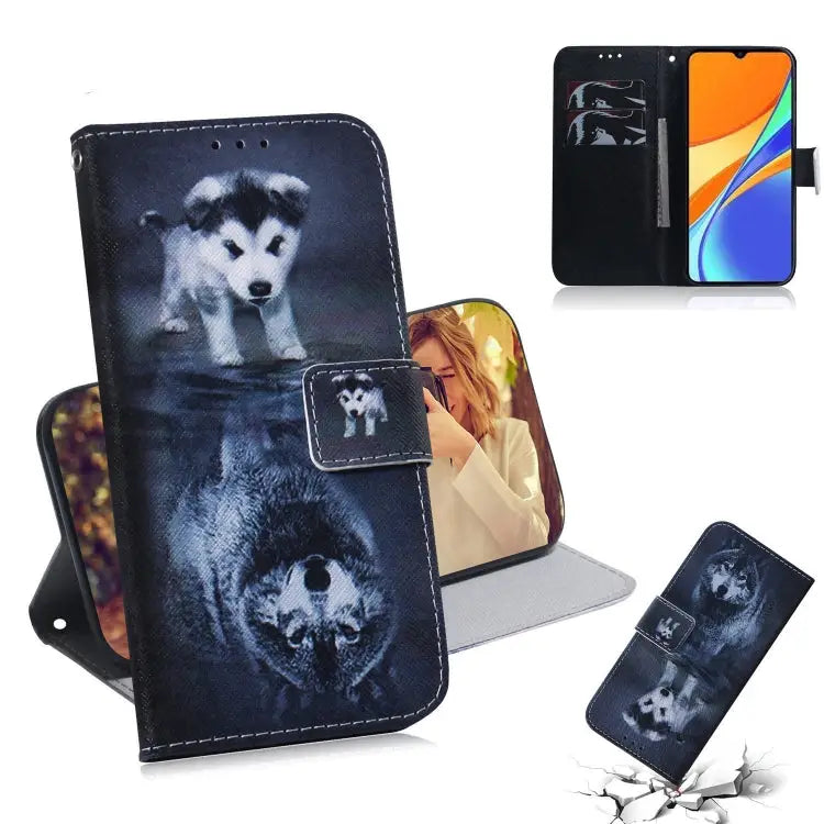 Coloured Drawing Horizontal Flip Leather Case with Holder & Card Slots & Wallet For Xiaomi Redmi 9A For Xiaomi Redmi 9C