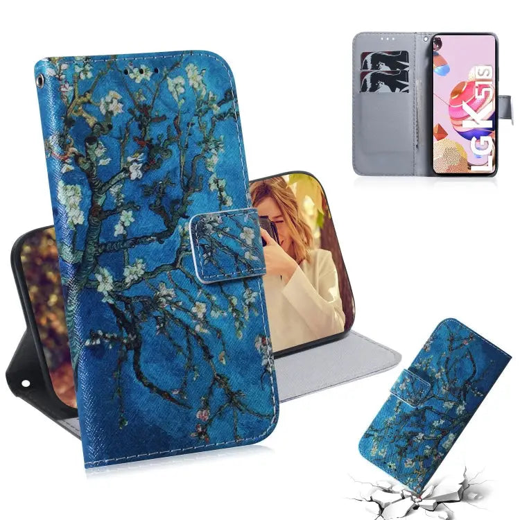 Coloured Drawing Horizontal Flip Leather Case with Holder & Card Slots & Wallet For LG K51S For LG K61 - For LG K51S