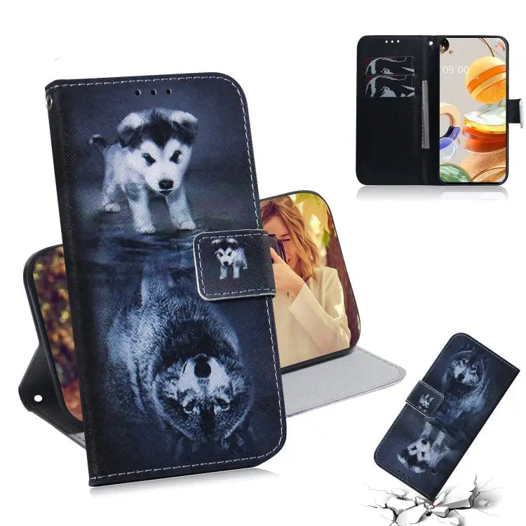 Coloured Drawing Horizontal Flip Leather Case with Holder & Card Slots & Wallet For LG K51S For LG K61 - For LG K61