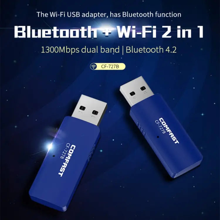 COMFAST CF-727B 1300Mbps Dual Frequency Gigabit USB Desktop Transmitter Receiver Portable Bluetooth V4.2 + WiFi