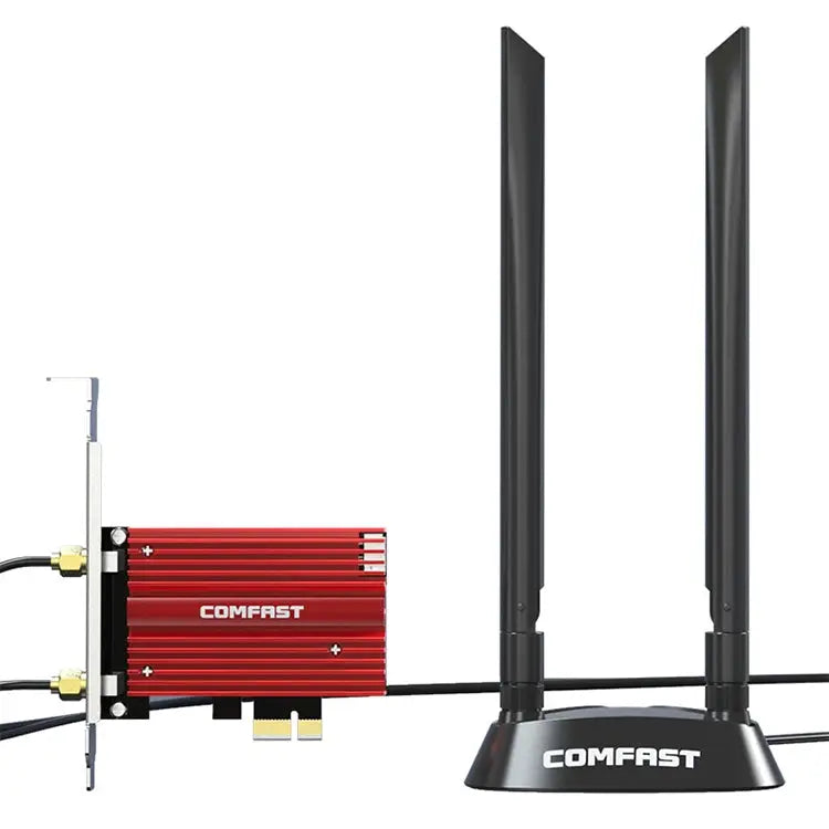 COMFAST CF-AX210 PLUS 5374Mbps Tri-band + Bluetooth 5.2 Wireless WiFi6E PCI-E Network Card - CF-AX210 PLUS
