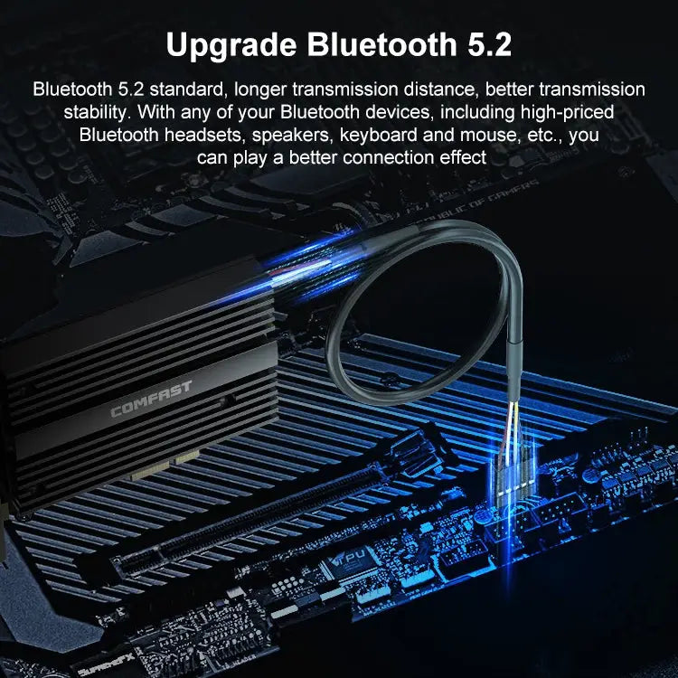 COMFAST CF-AX210 PRO 5374Mbps Tri-band + Bluetooth 5.2 Wireless WiFi6E PCI-E Network Card with Heat Sink - CF-AX210 PRO