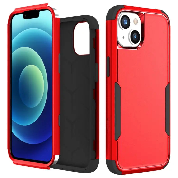 Commuter Shockproof TPU + PC Phone Case For iPhone 15 Plus For iPhone 15 - For iPhone 15 / Red + Black - Apple