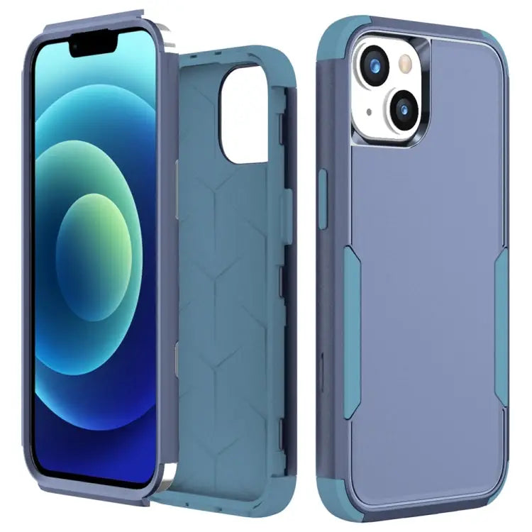 Commuter Shockproof TPU + PC Phone Case For iPhone 15 Plus For iPhone 15 - For iPhone 15 Plus / Royal Blue + Grey Green