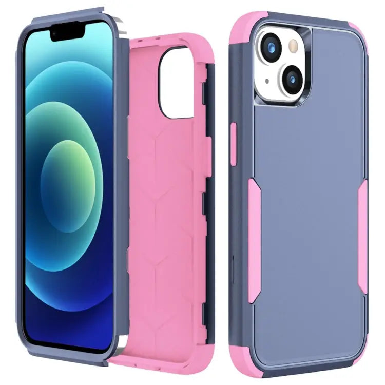 Commuter Shockproof TPU + PC Phone Case For iPhone 15 Plus For iPhone 15 - For iPhone 15 Plus / Royal Blue + Pink