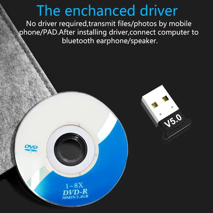 Computer Bluetooth Adapter 5.0 USB Desktop Dongle WiFi Audio Receiver Transmitter black - black - Apple Accessories