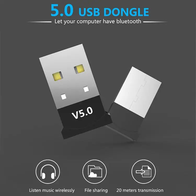 Computer Bluetooth Adapter 5.0 USB Desktop Dongle WiFi Audio Receiver Transmitter black - black - Apple Accessories
