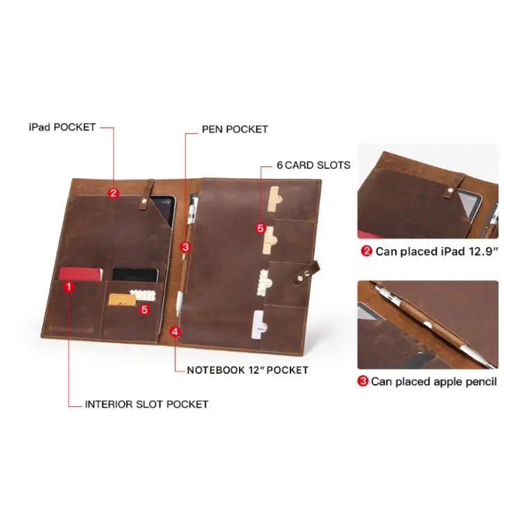 CONTACTS FAMILY CF2002 Retro Crazy Horse Texture Multifunctional Protective Cover Leather Case for iPad Pro 12.9 2020