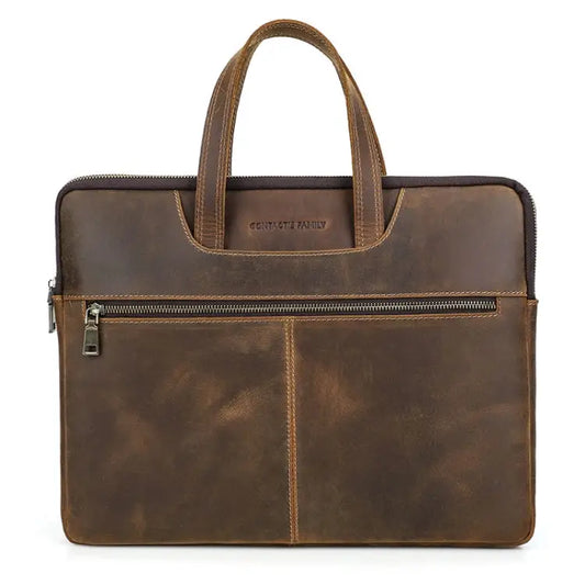 CONTACTS FAMILY CF3010 Crazy Horse Leather Multifunctional Laptop Handbag For Macbook Pro 16 Inch For Macbook Pro 16