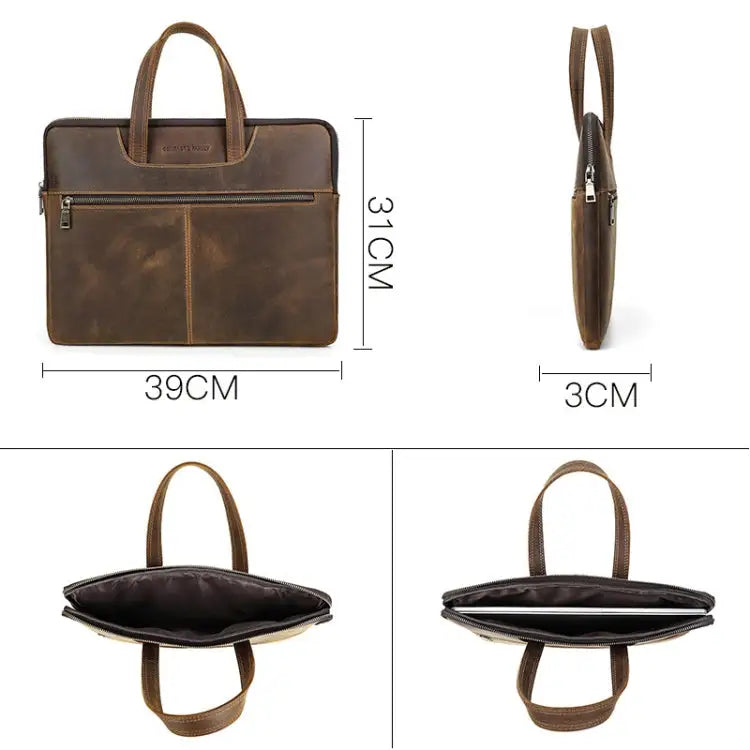 CONTACTS FAMILY CF3010 Crazy Horse Leather Multifunctional Laptop Handbag For Macbook Pro 16 Inch For Macbook Pro 16