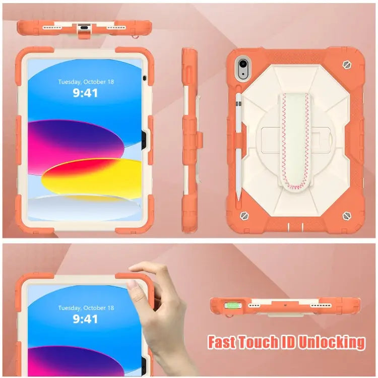 Contrast Color Robot Shockproof Silicon + PC Tablet Protective Case with Crossbody Rope For iPad 10th Gen 10.9 2022