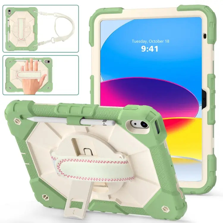 Contrast Color Robot Shockproof Silicon + PC Tablet Protective Case with Crossbody Rope For iPad 10th Gen 10.9 2022