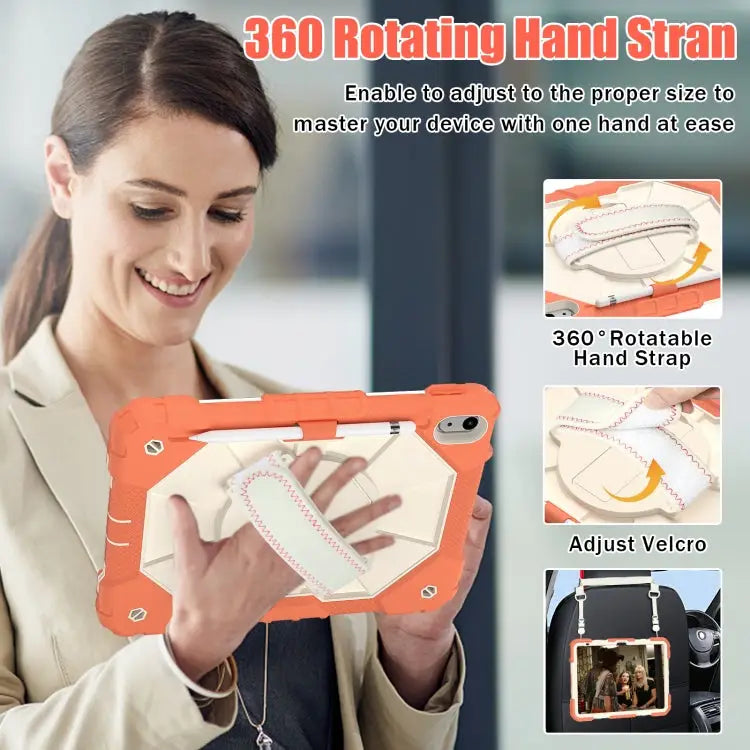 Contrast Color Robot Shockproof Silicon + PC Tablet Protective Case with Crossbody Rope For iPad 10th Gen 10.9 2022