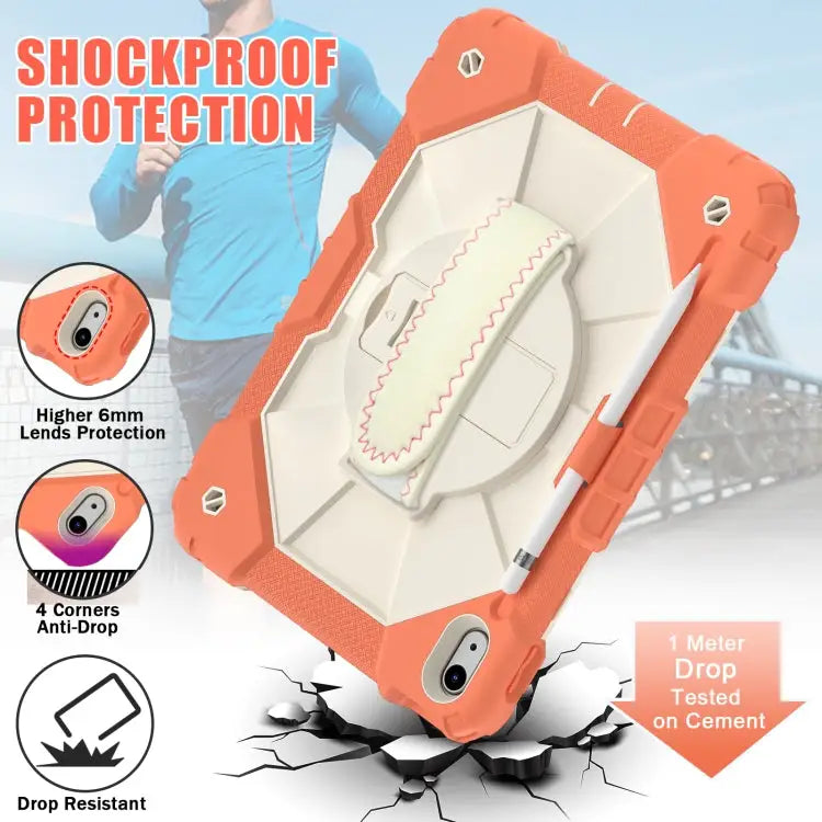 Contrast Color Robot Shockproof Silicon + PC Tablet Protective Case with Crossbody Rope For iPad 10th Gen 10.9 2022