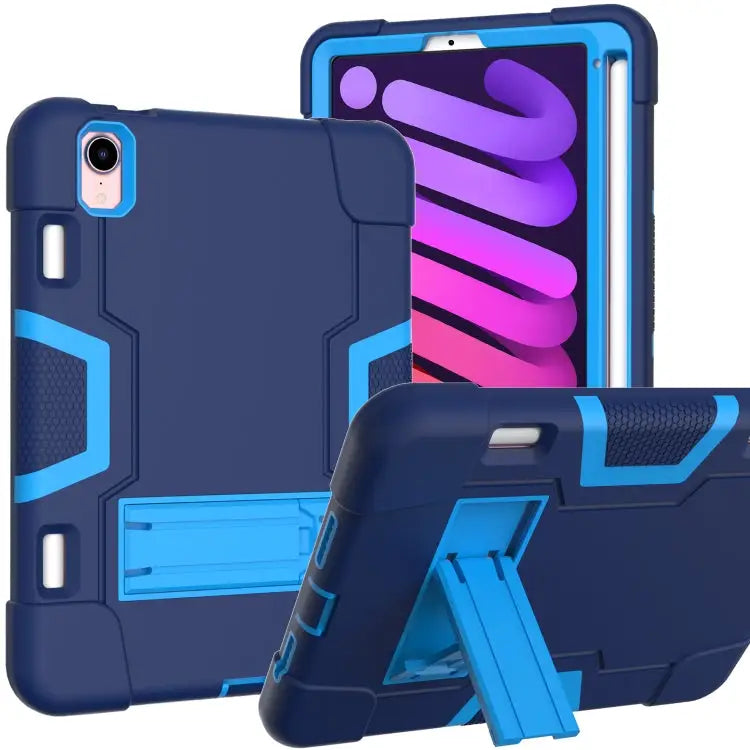 Contrast Color Robot Shockproof Silicone + PC Protective Case with Holder & Pen Slot For iPad mini 2024 / mini 6