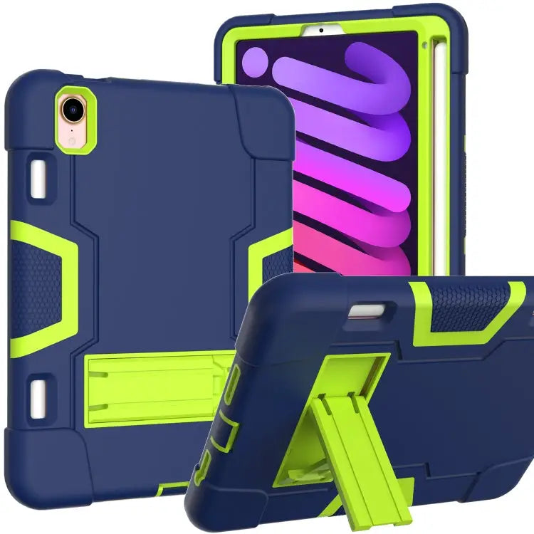 Contrast Color Robot Shockproof Silicone + PC Protective Case with Holder & Pen Slot For iPad mini 2024 / mini 6