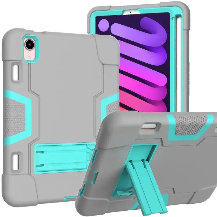 Contrast Color Robot Shockproof Silicone + PC Protective Case with Holder & Pen Slot For iPad mini 2024 / mini 6