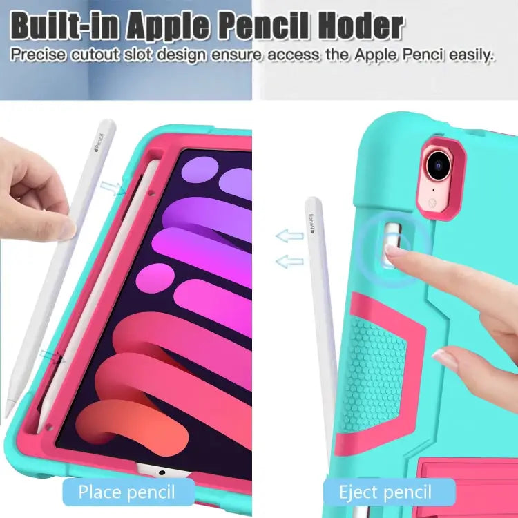 Contrast Color Robot Shockproof Silicone + PC Protective Case with Holder & Pen Slot For iPad mini 2024 / mini 6