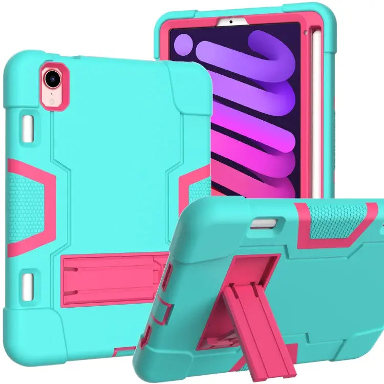 Contrast Color Robot Shockproof Silicone + PC Protective Case with Holder & Pen Slot For iPad mini 2024 / mini 6