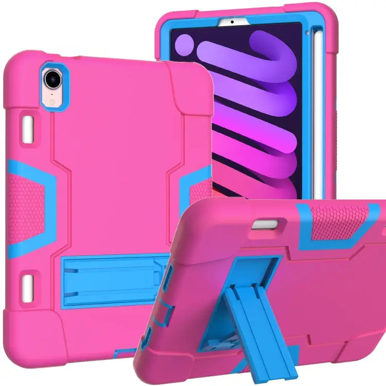 Contrast Color Robot Shockproof Silicone + PC Protective Case with Holder & Pen Slot For iPad mini 2024 / mini 6