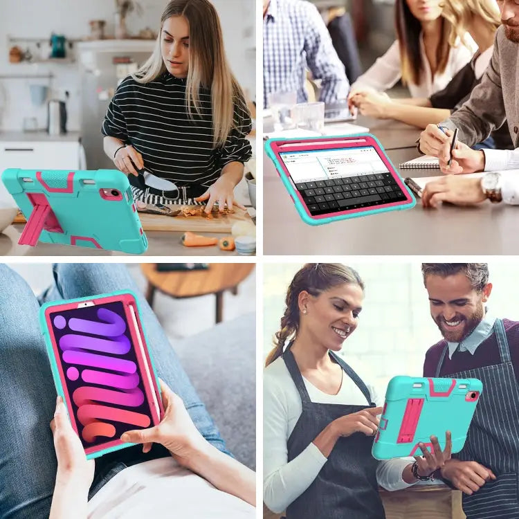 Contrast Color Robot Shockproof Silicone + PC Protective Case with Holder & Pen Slot For iPad mini 2024 / mini 6
