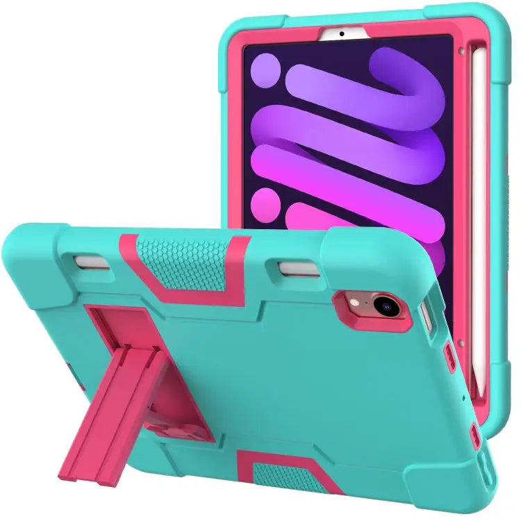 Contrast Color Robot Shockproof Silicone + PC Protective Case with Holder & Pen Slot For iPad mini 2024 / mini 6