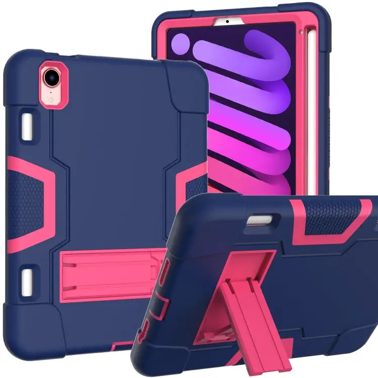 Contrast Color Robot Shockproof Silicone + PC Protective Case with Holder & Pen Slot For iPad mini 2024 / mini 6