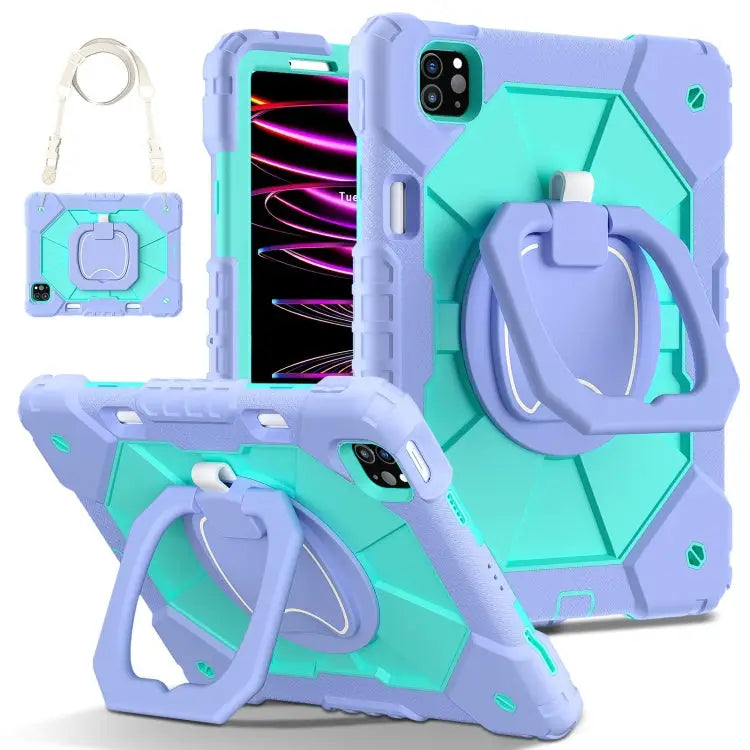 Contrast Color Robot Silicone Hybrid PC Tablet Case For iPad Pro 11 2024 For iPad Pro 11 2022 / Air 10.9 2022