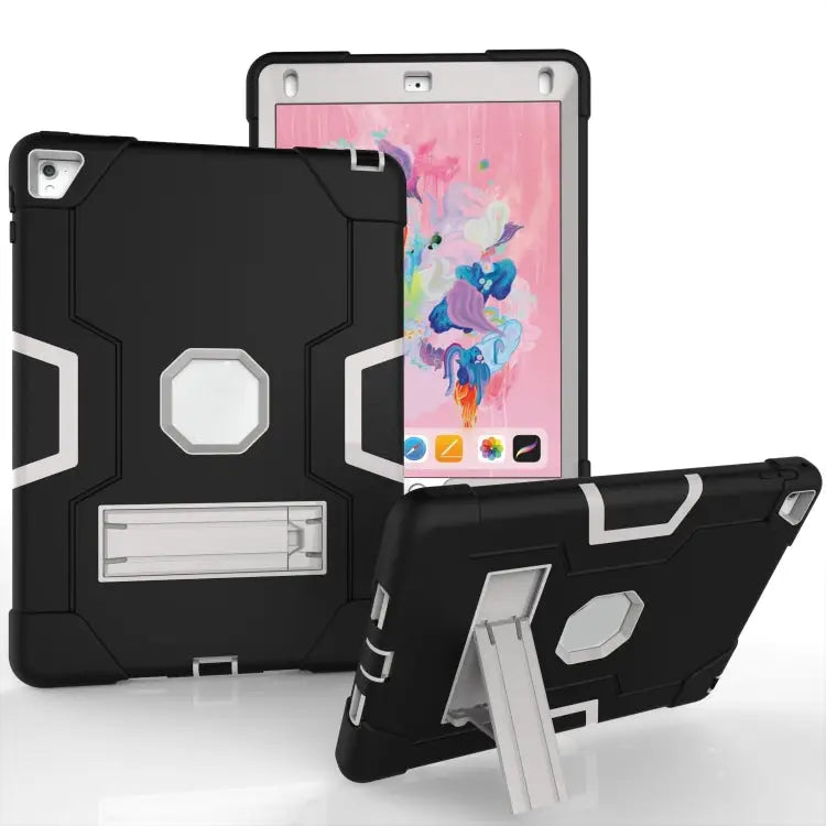 Contrast Color Robot Silicone + PC Tablet Case For iPad 6 / iPad Pro 9.7 2016 - For iPad 6 / iPad Pro 9.7 2016 / Black+