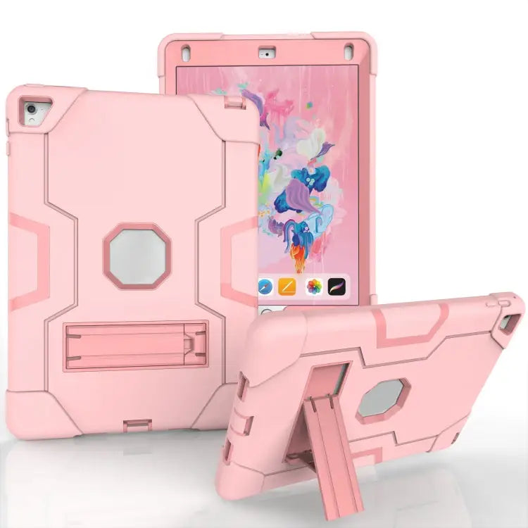 Contrast Color Robot Silicone + PC Tablet Case For iPad 6 / iPad Pro 9.7 2016 - For iPad 6 / iPad Pro 9.7 2016 / Rose