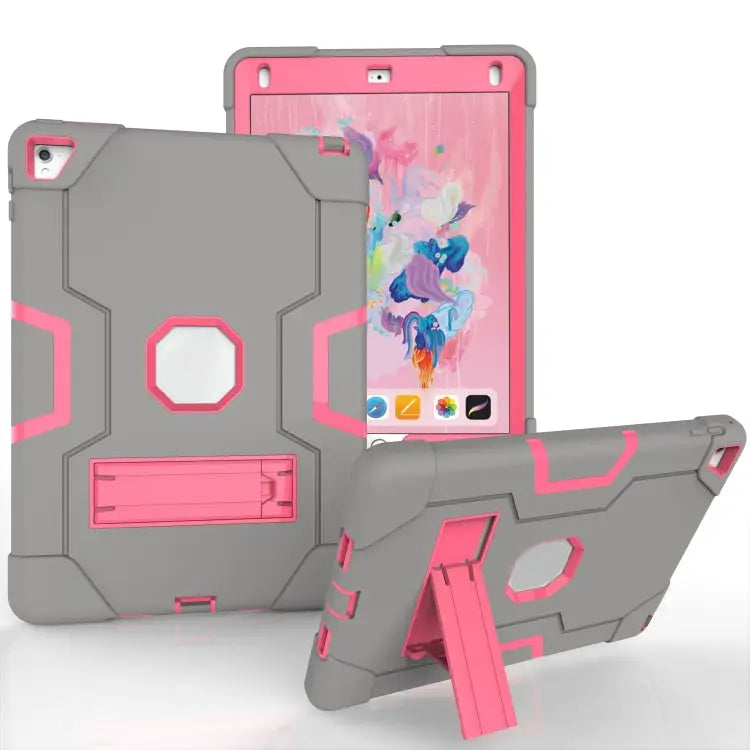 Contrast Color Robot Silicone + PC Tablet Case For iPad 6 / iPad Pro 9.7 2016 - For iPad 6 / iPad Pro 9.7 2016 / Grey