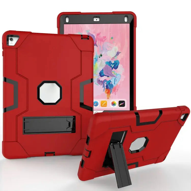 Contrast Color Robot Silicone + PC Tablet Case For iPad 6 / iPad Pro 9.7 2016 - For iPad 6 / iPad Pro 9.7 2016 / Red