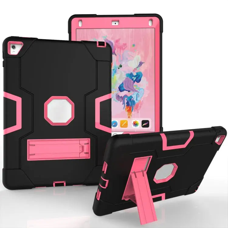Contrast Color Robot Silicone + PC Tablet Case For iPad 6 / iPad Pro 9.7 2016 - For iPad 6 / iPad Pro 9.7 2016 / Black