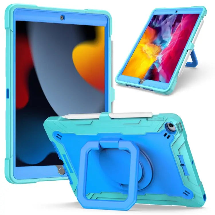 Contrast Color Shockproof Robot Silicone + PC Case with Wristband Holder For iPad 10.2 2021 / 2020 / 2019 For iPad Air