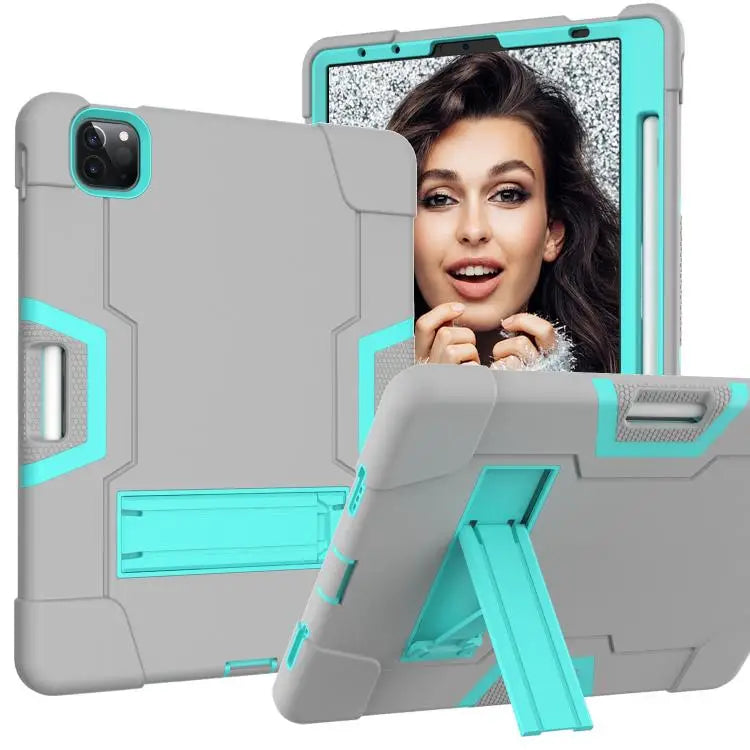 Contrast Color Silicone + PC Combination Case with Holder For Galaxy Tab S5e T720 For iPad 10.2 - For iPad Pro 11