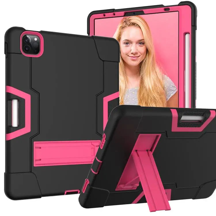 Contrast Color Silicone + PC Combination Case with Holder For Galaxy Tab S5e T720 For iPad 10.2 - For iPad Pro 11