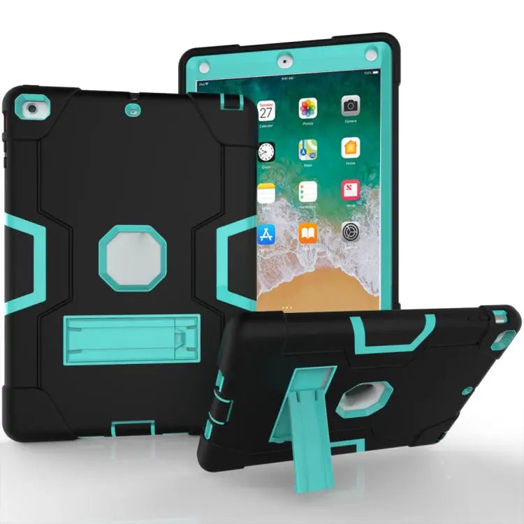 Contrast Color Silicone + PC Combination Case with Holder For Galaxy Tab S5e T720 For iPad 10.2 - For iPad 5 / Black
