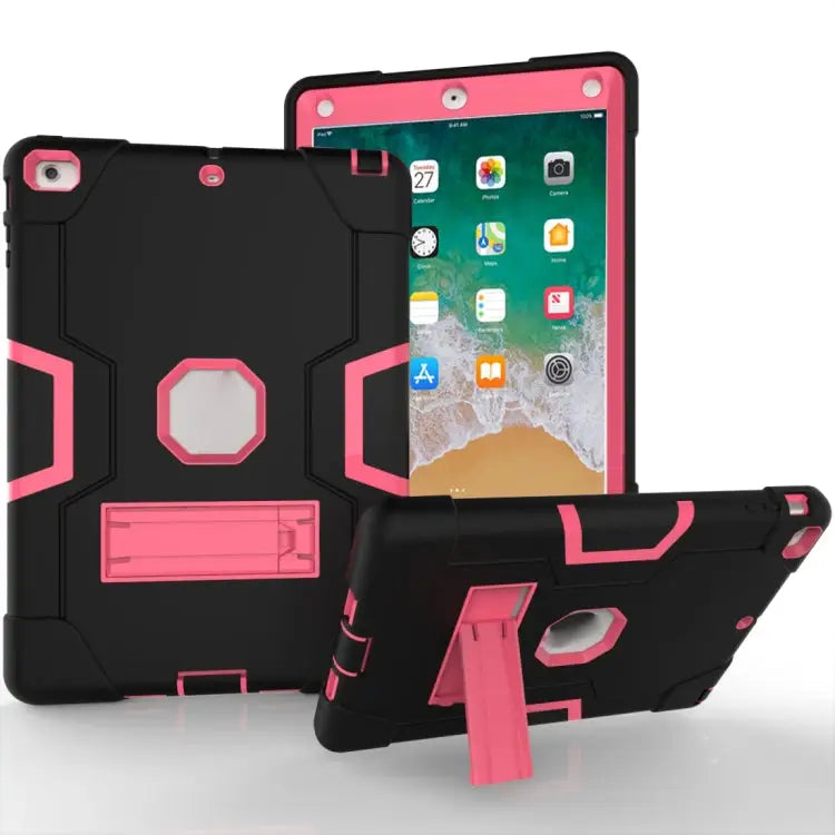 Contrast Color Silicone + PC Combination Case with Holder For Galaxy Tab S5e T720 For iPad 10.2 - For iPad 5 / Black