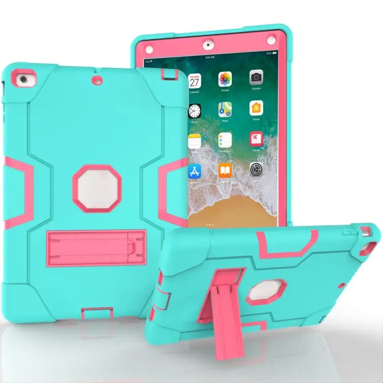 Contrast Color Silicone + PC Combination Case with Holder For Galaxy Tab S5e T720 For iPad 10.2 - For iPad 5 / Aqua