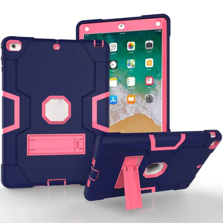 Contrast Color Silicone + PC Combination Case with Holder For Galaxy Tab S5e T720 For iPad 10.2 - For iPad 5 / Navy