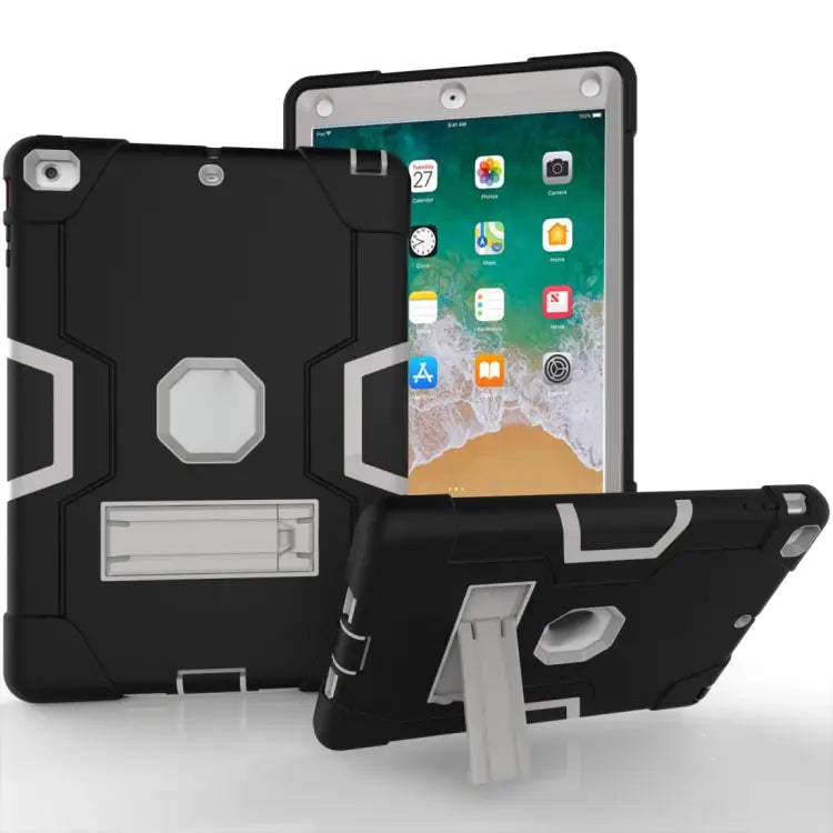 Contrast Color Silicone + PC Combination Case with Holder For Galaxy Tab S5e T720 For iPad 10.2 - For iPad 5 / Black